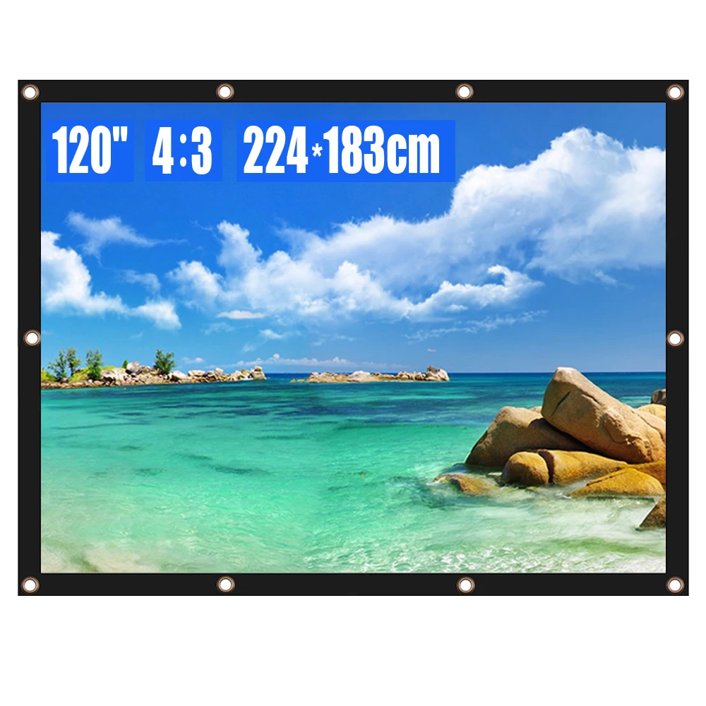 

Projector Screen 120 Inch 4:3 HD Foldable Anti-Crease Portable Projection Movies Screen for Home Theater Office Outdoor Indoor