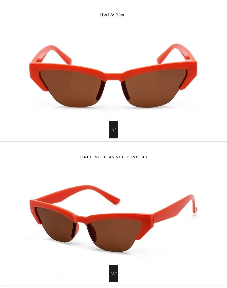 Женские солнцезащитные очки "кошачий глаз" с полуоправой, Роскошные, брендовые, черные, белые, солнцезащитные очки, женские винтажные Ретро очки, маленькая оправа Oculos Shades