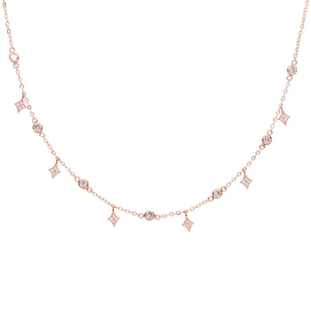 100% 925 sterling silver choker necklace Cubic Zirconia AAA drop star charm statement fine silver fashion evening party jewelry