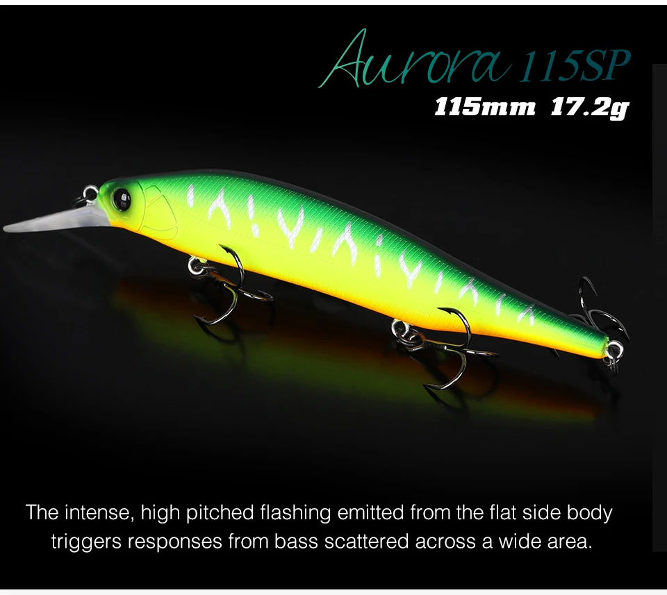 TSURINOYA 115SP Suspending Minnow Jerkbait AURORA 115 mm 17,2 g Künstliches Gewichtssystem Harte Köder Weitwurf-Wobbler – Detail 10