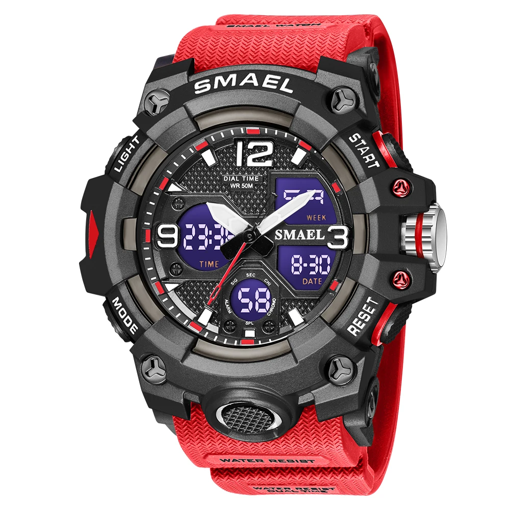 KXAITO Orologio Uomo Sportivo Militare – Quadrante Multifunzione, Cronometro, LED, Impermeabile 3ATM, Marrone Marmo - 3