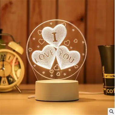New resin children's bedroom multi-function lamp jellyfish owl night light fashion 3D LED table lamp - Испускаемый цвет: heart