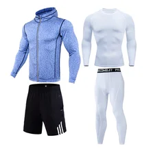 Новое осенне-зимнее спортивное термобелье базовый слой шорты Толстовка комбинированная одежда для фитнеса и спортзала компрессионный Спортивный Костюм 4XL