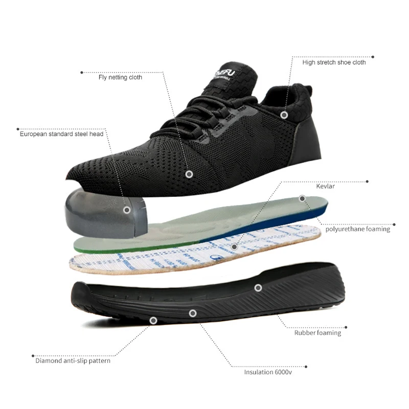 Mens  Ź Smash-proof Steel Toe Cap ۾  Non-slip Ҹ ũ  Ʈ ⼺ Ʈ Ŀ