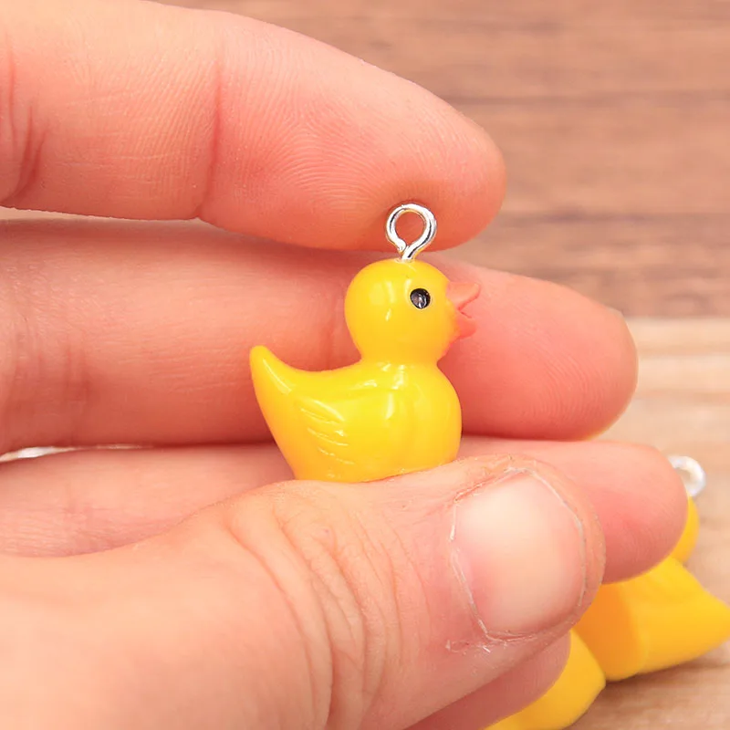 10Pcs 18X21MM Cute 5 Color Duck Resin Earring Charms Diy Findings Kawaii 3D Phone Keychain Bracelets Pendant For Jewelry Making