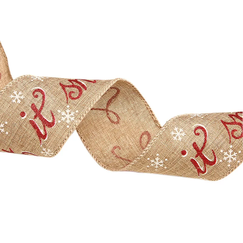 2 м джутовая Рождественская лента DIY банты для елки Аксессуары новогодние вечерние подарочные коробки упаковочные принадлежности ленточки ручной работы рулон