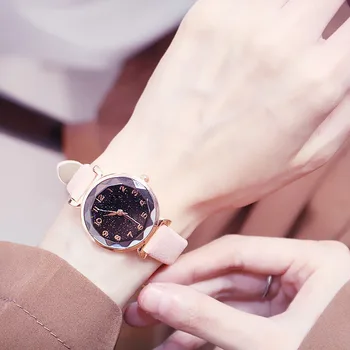

Hot 1 Pcs Women Lady Student Wrist Quartz Watch Starry Sky Round Dial Adjustable Strap IE998
