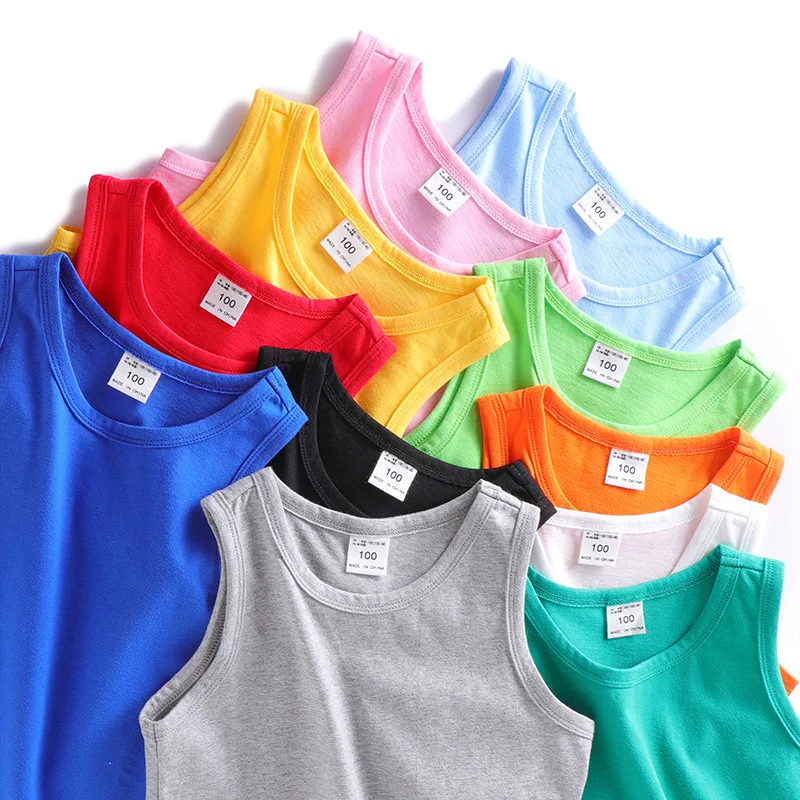 New Style Summer Wear Men And Women Children Vest Pure Cotton Thin Sleeveless Kids' Waistcoat Worn inside Baby Base Shirt C