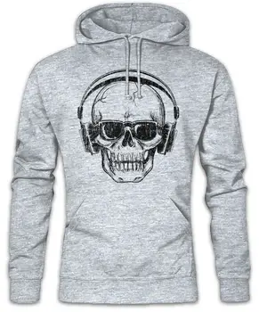 

Headphones Sunglasses Skull Hoodie Sweatshirt Music Teacher Metal Rock Singer DJ men long sleeve gym jogger winter summer coat