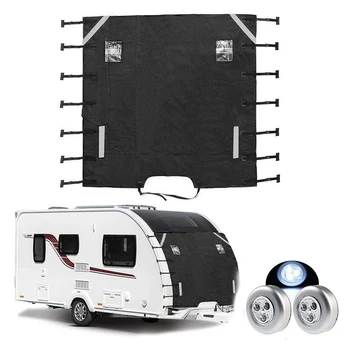 

Caravan Snow Cover Foldable Waterproof Windshield Protector Shield with Reflective Stripe All Weather UV Ice Snow Frost Protect