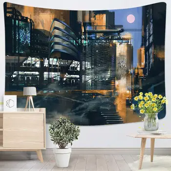 

Digital Painting of Futuristic City Custom Polyester Decoration