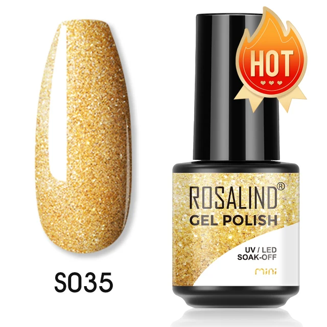 ROSALIND 7ml Gel Polish Semi Permanent Nails Gel Polish Soak Off UV LED Base Top Coat Vernis Nail Art Glitter Gel Varnish SLS-S035