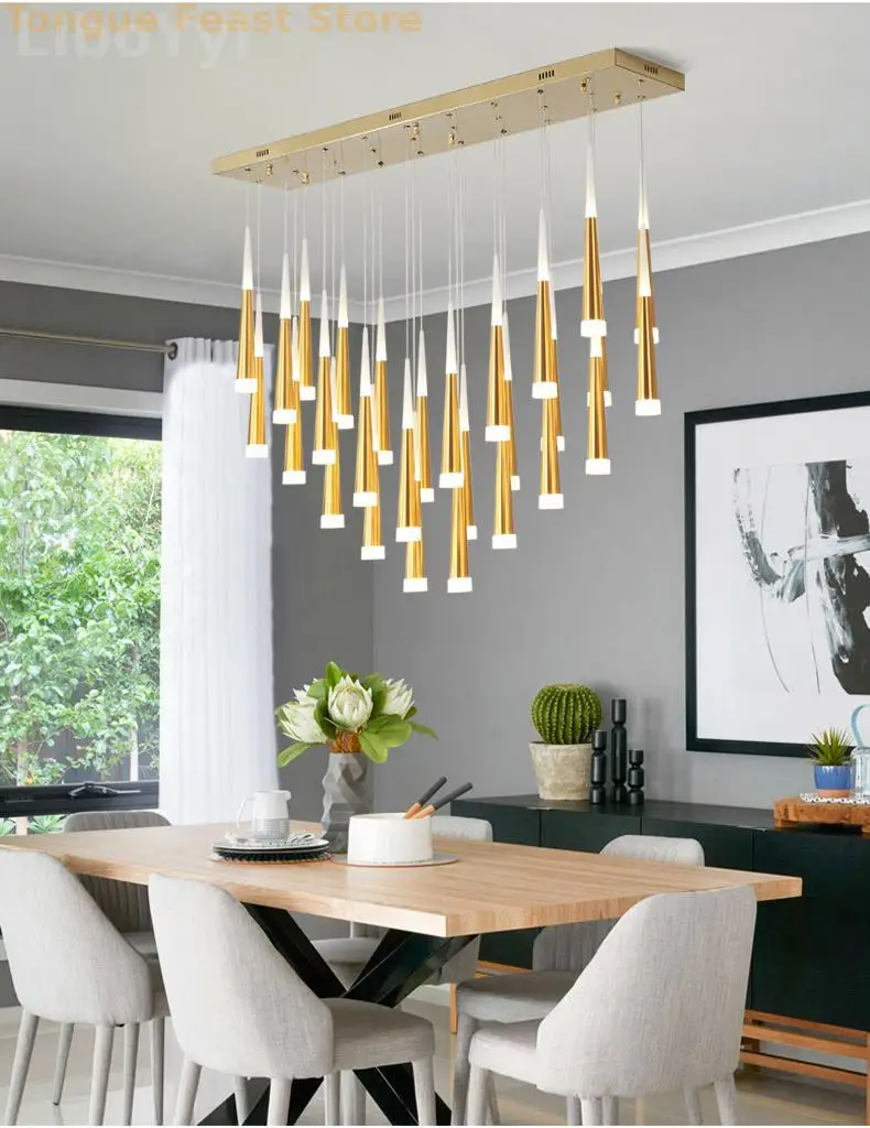 Modern Design Gold Black Minimalist Luster LED Chandelier for Bedroom Dining Living Room Loft Restaurant Cafe Interior Home Deco