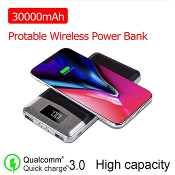 

Qi Wireless Power Bank 30000mAh Charger External Battery Wireless Charging Powerbank For IPhone11 X Samsung Xiaomi Huawei