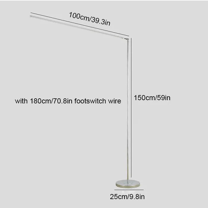 Slimline Super Bright 20W Long Tube LED Standing Pole Lamp Adjustable Dimmable Led Floor Lamp for Study Piano Office Artist