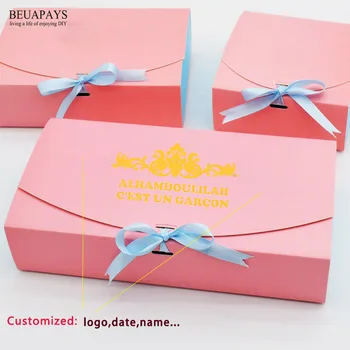 

100pcs Free shipping Customized pink Box wedding decoration baby shower christmas gift accessories DIY party favors hotel deco