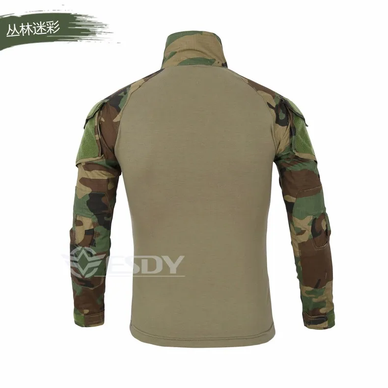 ESDY брендовые камуфляжные мужские военные футболки, армейская Боевая тактическая футболка, Мужская дышащая футболка с длинным рукавом, охотничьи футболки
