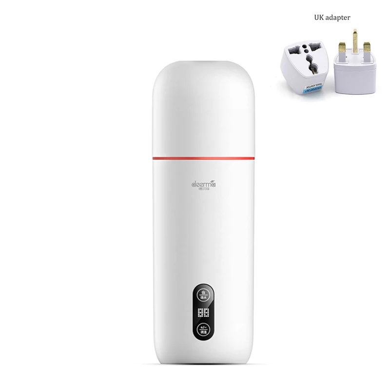 Add UK Adapter Xiaomi Deerma Water Bottle 350ML Water Kettle Touch Control Drinkware Thermos Cups Outdoor Sport School Leak Proof Seal Climbing - Цвет: Add UK Adapter