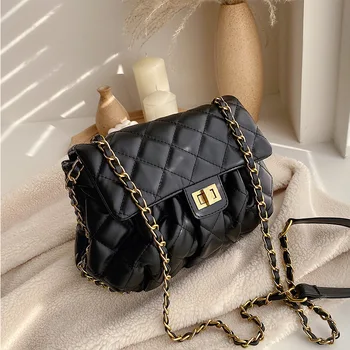 

Winter Diamond Women's Bag 2019 New Korean version of the fashion lady's chain one-shoulder slanted small square bag