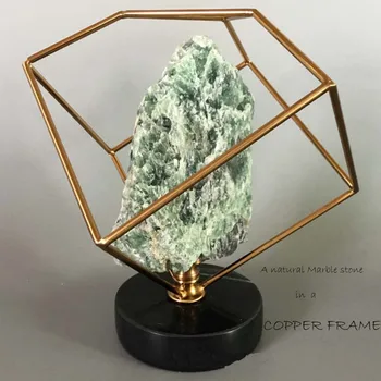 

YILUNXI Nordic Simple Multicolor Agate Stone Sculpture Hardware Frame Modern Home Decoration piece