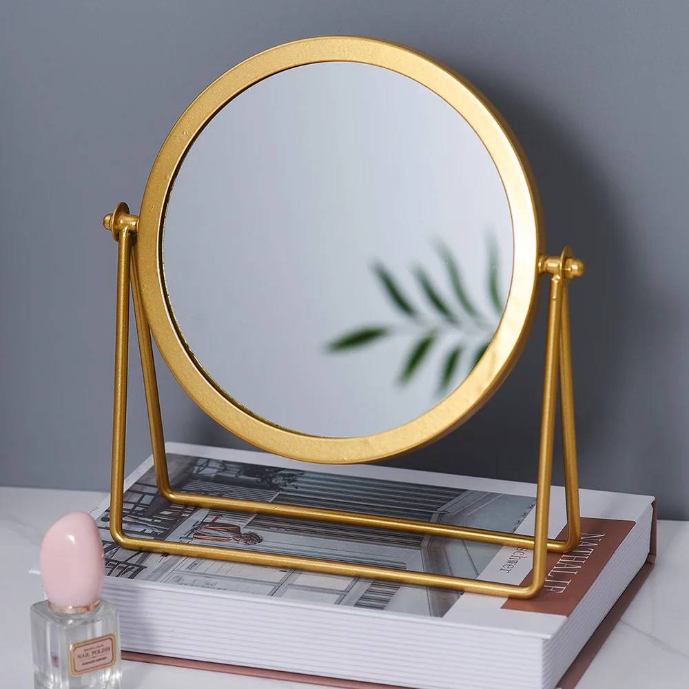 Скандинавское круглое Кованое настольное простое туалетное зеркало для