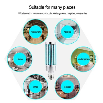 

UV Disinfection Lamp Timing Remote Control Corn Bulb Led Schools Kill Mites Hospital Germicidal Sterilizer Home Office 60W E27