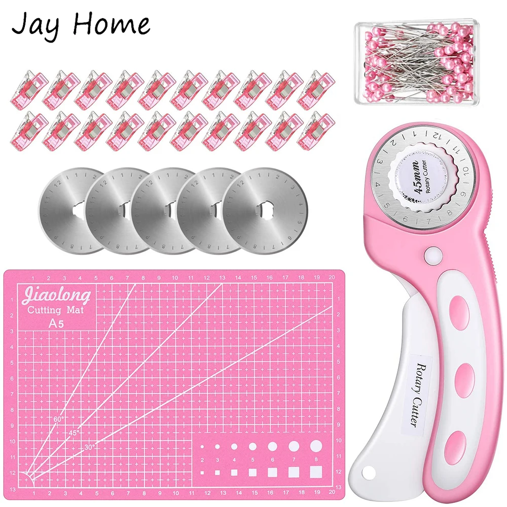 127Pcs Rotary Cutter Tools Kit 45mm Fabric A5 Cutting Mat Sewing Straight Pins Plastic Clips for Crafting Quilting | Дом и сад