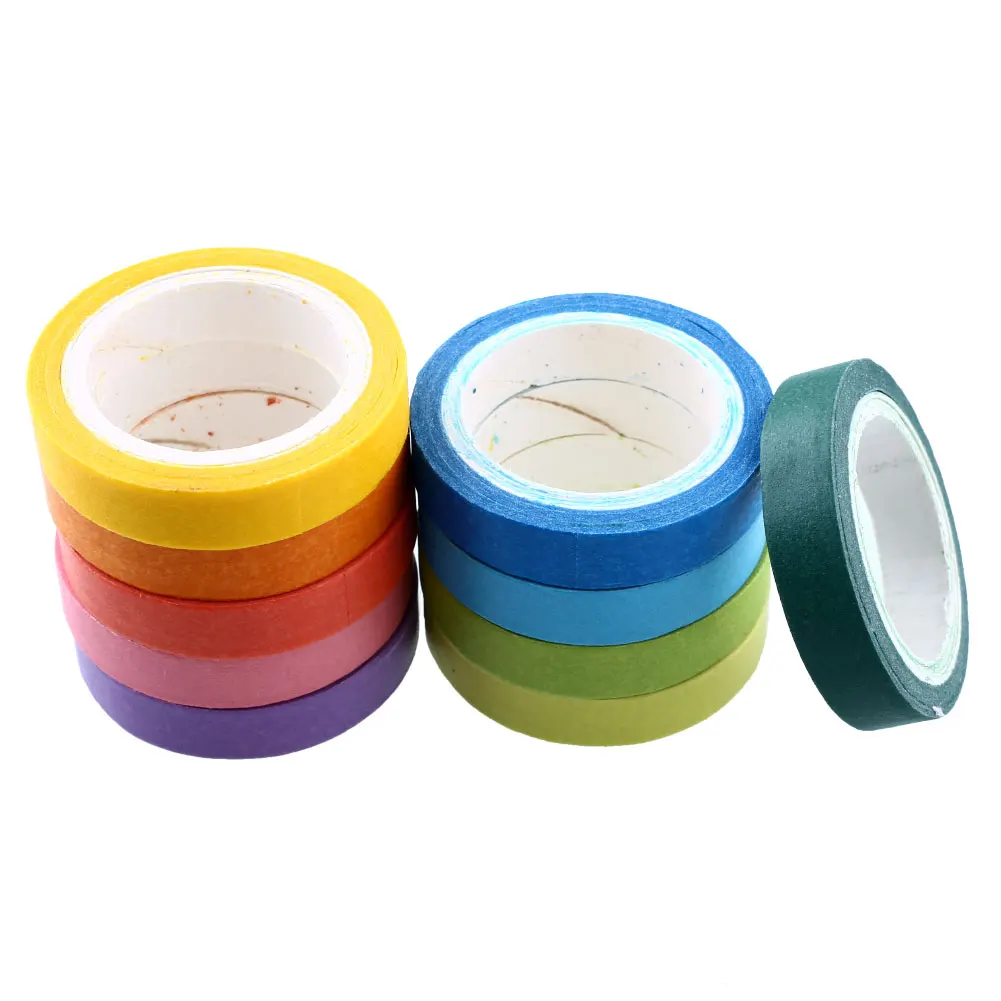 Липкий Бумага Радуга Washi 10 шт. клей малярный Скрапбукинг Декоративные Япония клейкие Ленты Плоская медная клейкая лента