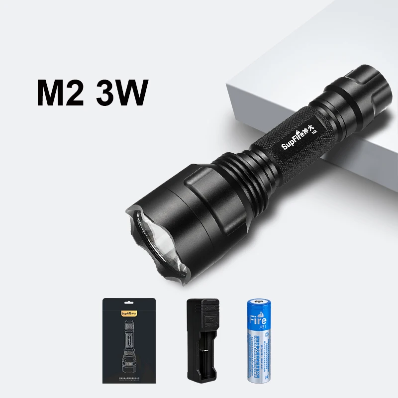 M2 with 18650 Светодиодный светильник-вспышка Supfire M2, тактический светильник, ручная Лампа 18650, светильник-вспышка для Fenix Imalent Convoy Sofirn O, светильник Linterna, фонарь S028 - Испускаемый цвет: M2 with 18650