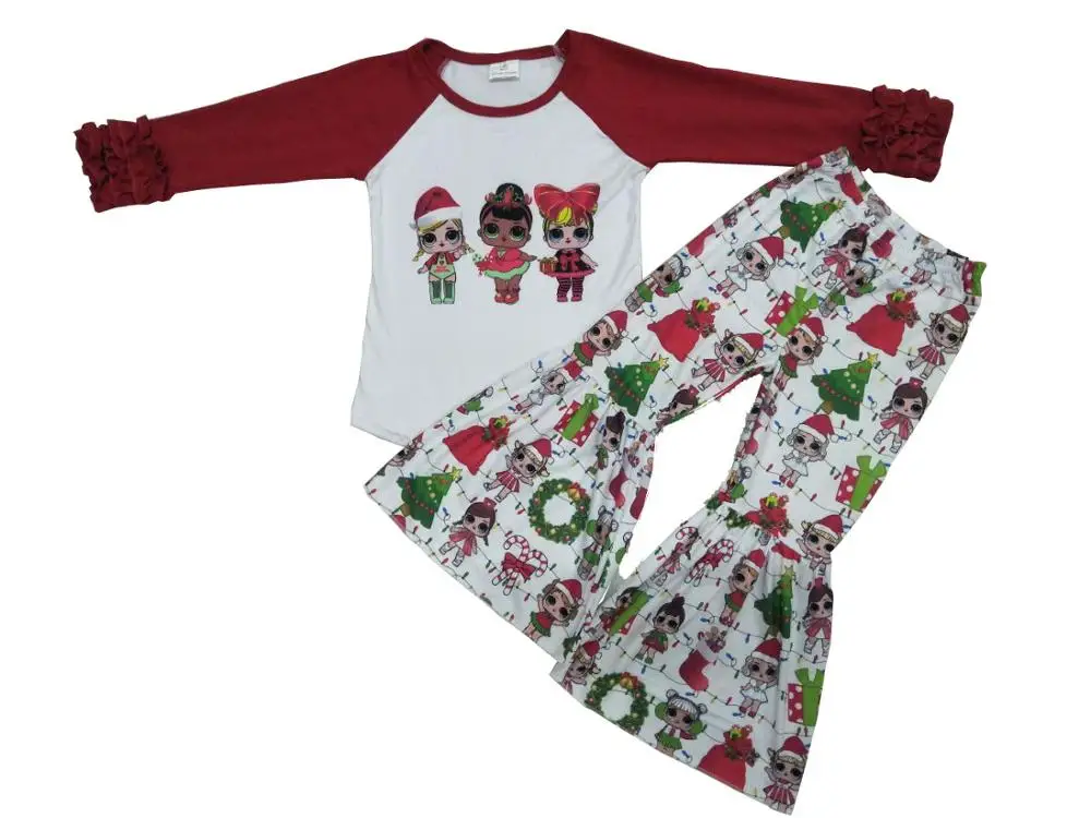 

Children Christmas clothing set hot selling cartoon character print outfits