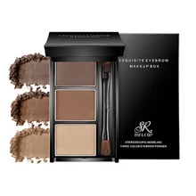 3 цвета стойкий Натуральный Порошок для бровей Палитра корректор для бровей водонепроницаемый макияж тени для век с кисточкой