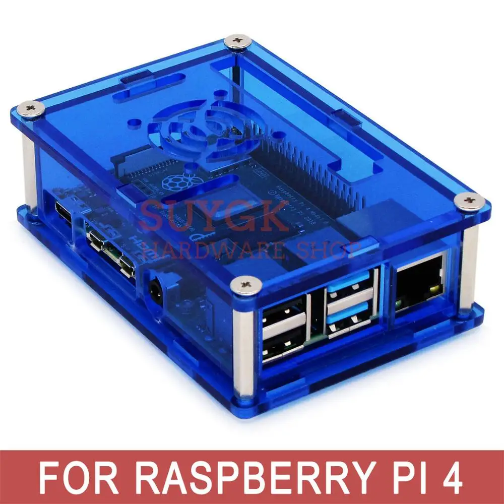 Прозрачный/черный/красный/синий чехол для Raspberry PI 4 акриловый корпус PMMA модели PI4 B