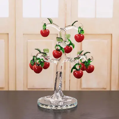10 pcs cherries Стеклянная вишня с кристаллами дерево фигурки ремесла фэншуй орнамент домашний Декор рождественские новогодние подарки, сувениры Декор Орнамент - Цвет: 10 pcs cherries