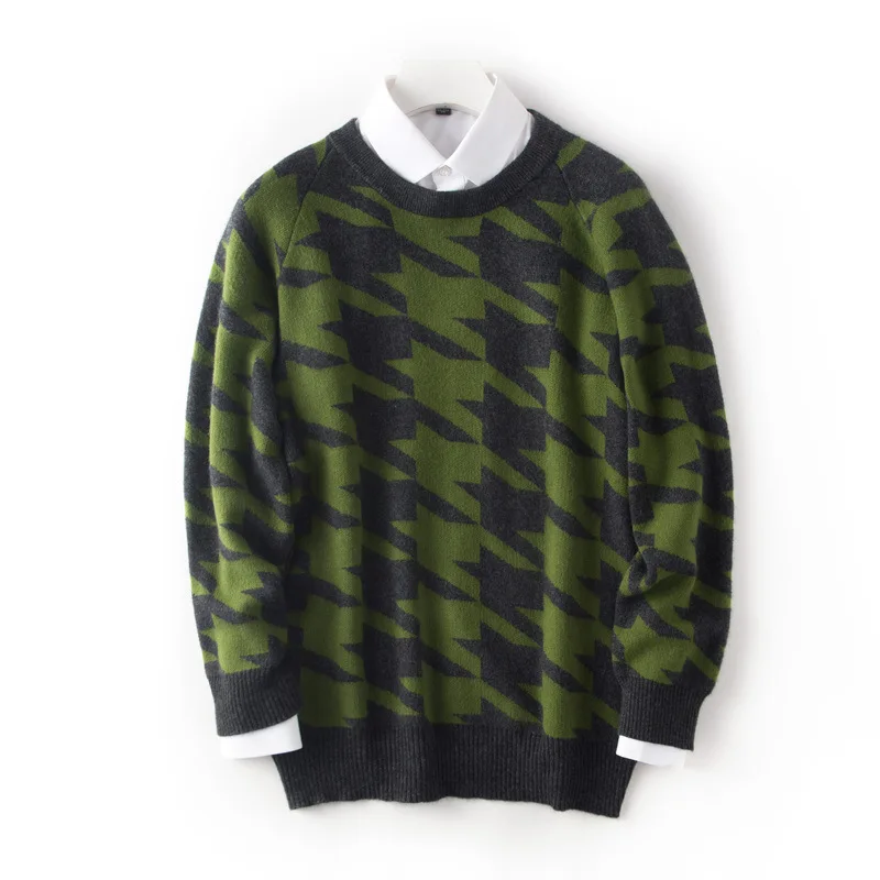 

2018 New Style Rabbit Sweater Men Crew Neck Base Shirt Long Sleeve Mixed Colors Pullover Thick Korean-style Sweater Sweater