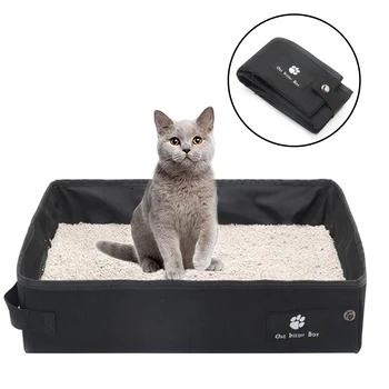 

Collapsible Litter Box Foldable Portable Splash-Proof Pet Cat Litter Pan Oxford Cloth Cat Litter Box For Traveling Car Outdoor