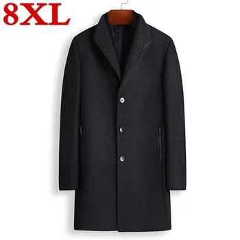 

new Plus size 8XL 7XL 6XL 5XL 4XL luxurious Wool & Blends Mans Long Jackets Autumn Winter Coats Men Business Casual Male Jacket