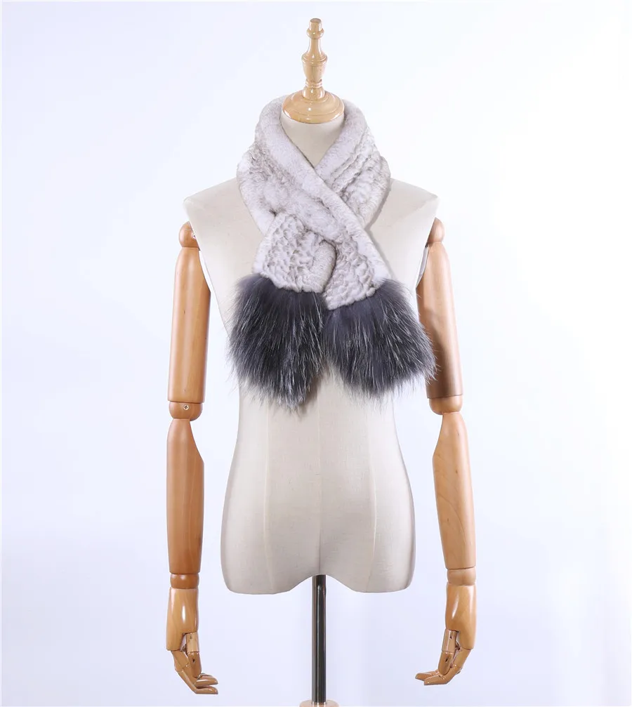 SUPPEV& STTDIO новые роскошные женские зимние меховые шарфы из натурального меха кролика рекс вязаные шарфы из меха серебристой лисы