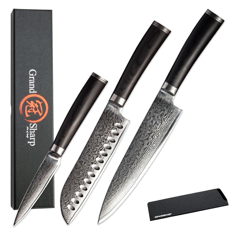 GRANDSHARP Damascus chef knife set Steel Kitchen Knives Sets Chef Santoku Paring Knife vg10 Japanese | Дом и сад