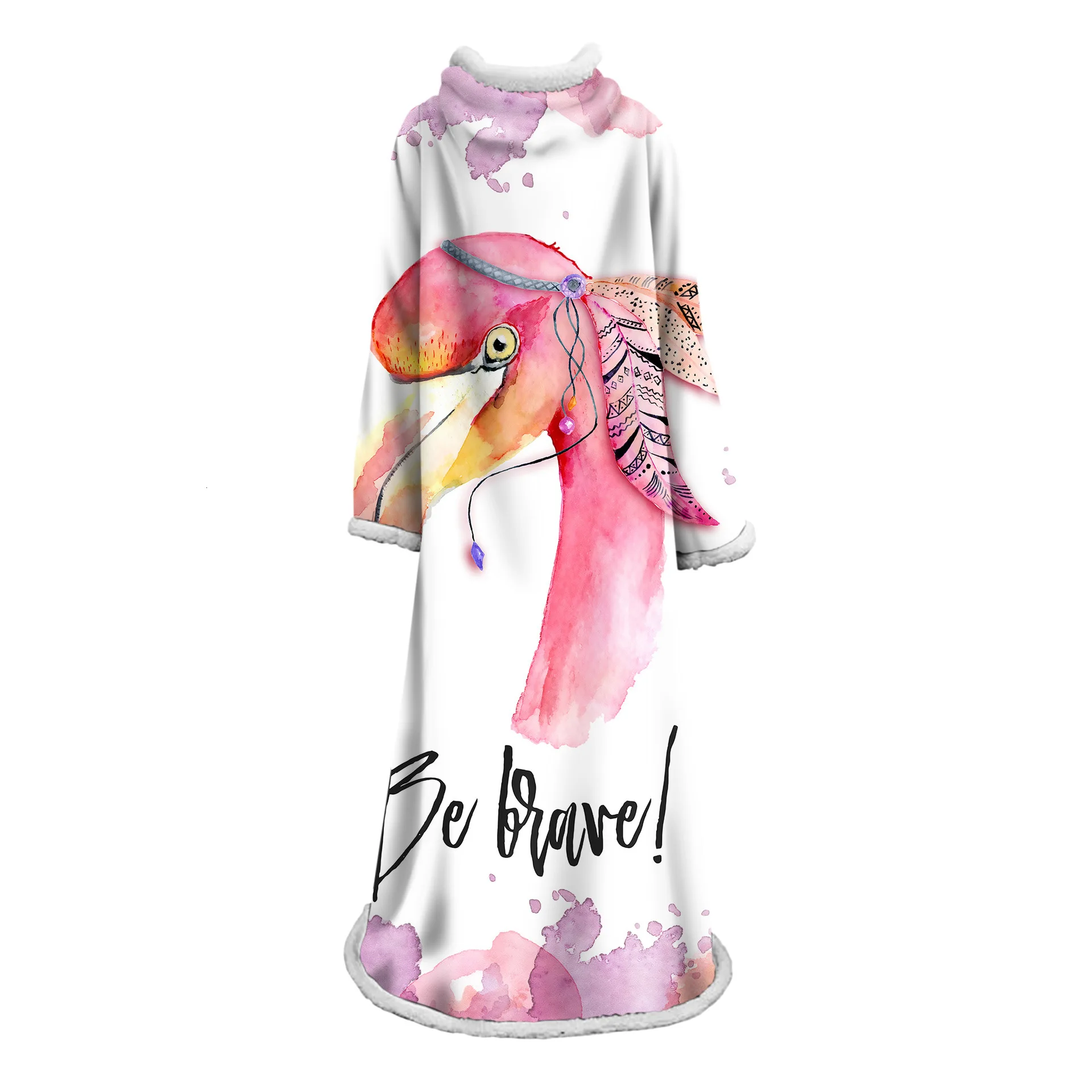 Одеяло с рукавами с 3D принтом фламинго для взрослых микрофибра шерпа флисовый диван одеяло Открытый плюш Коралл Манта Прямая поставка