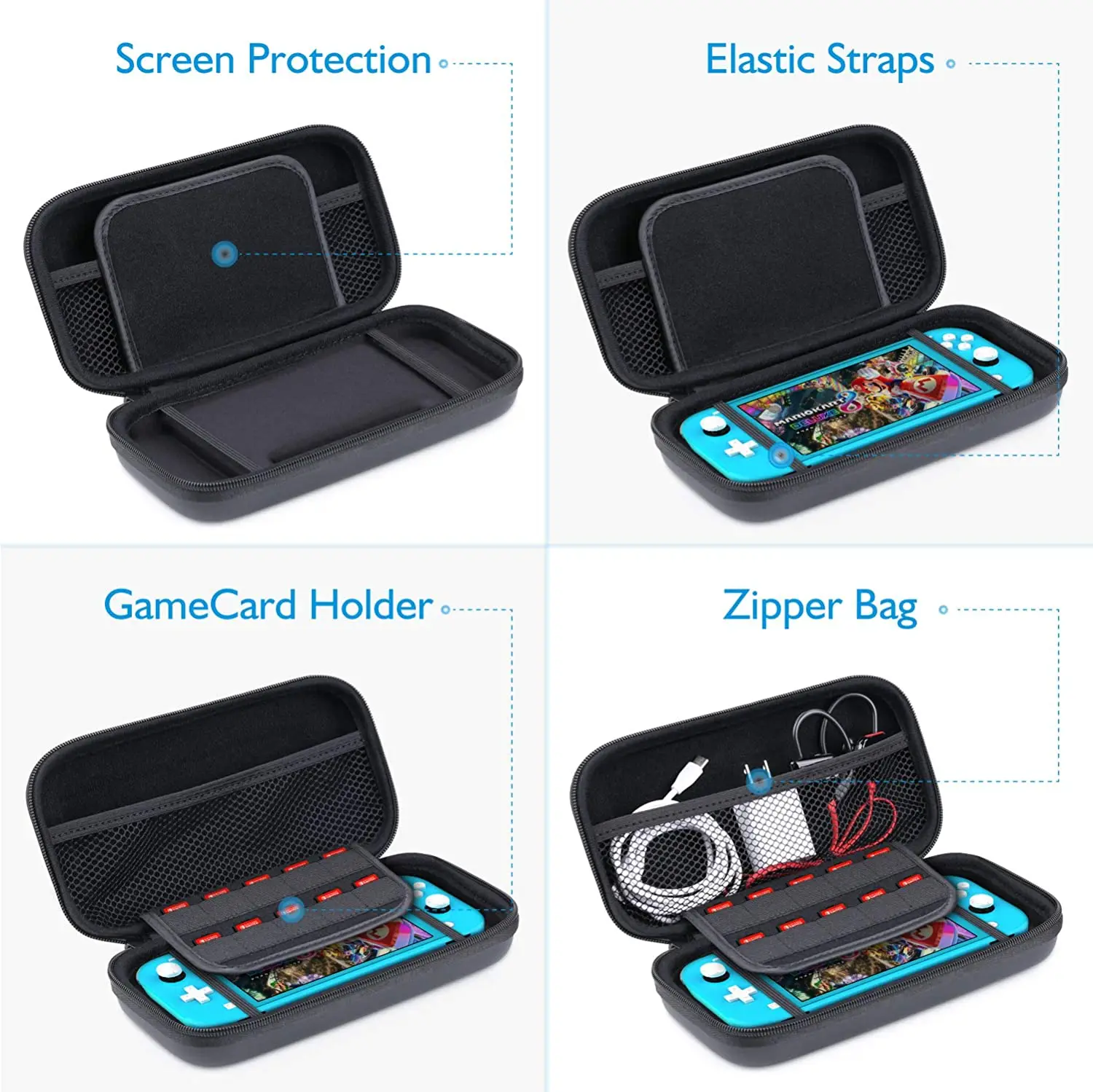 HEYSTOP Compatible Nintendo Switch Lite Case Bag 10 Games Card Storage and Portable Design Console Accessories