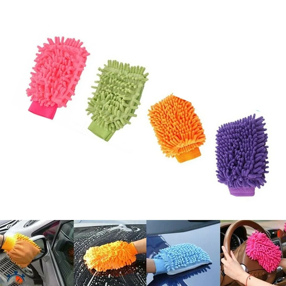 2/1pcs Car Wash Gloves Microfibre Glove Car Care Kitchen Household Wash Washing Cleaning Mit Clean Easy To Clean And Dry Random car seats cleaner