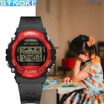 

SYNOKE Kids Sports Digital Watches Cute Multi Function Colorful LED Waterproof Stop Watch Alarm Clocks Wrist Watch Children
