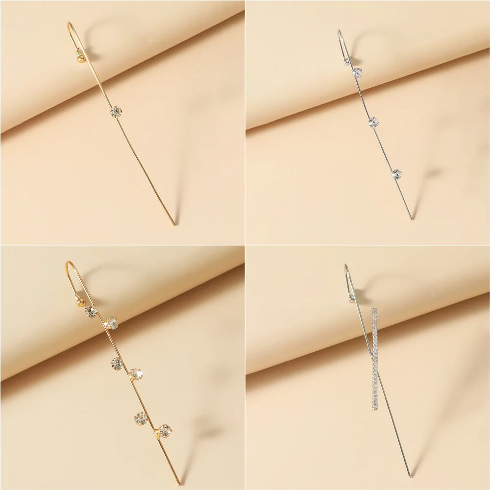 Women's Stud Earrings Ear Needle Wrap Crawler Hook Surround Auricle Diagonal Copper Inlaid Zircon Piercing / 1 Pc stud earrings ear accessories