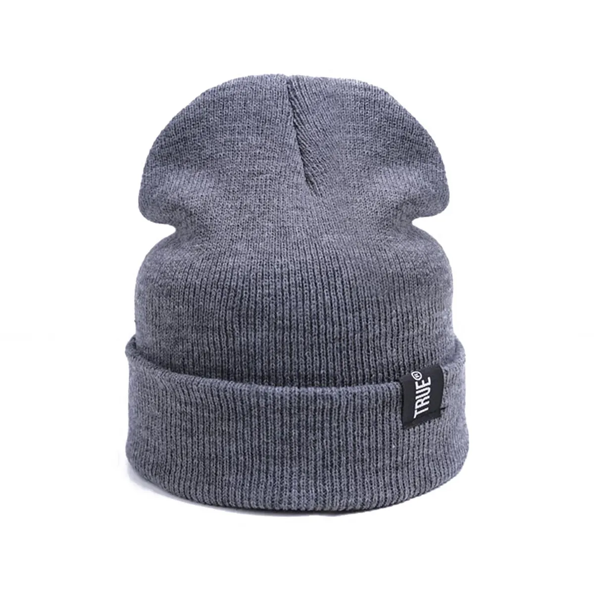 Новые зимние шапки для мужчин и женщин, вязаная шапка для женщин, одноцветная хлопковая шапка для мужчин Skullies Beanies унисекс, эластичная вязаная шапка - Цвет: grey