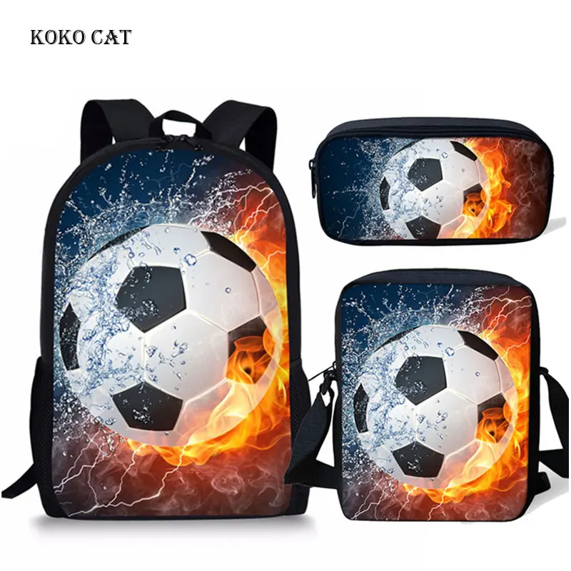 Детские 3D Льда и Огня Soccerly/Ножной Мяч Узор Рюкзак ортопедический рюкзак для
