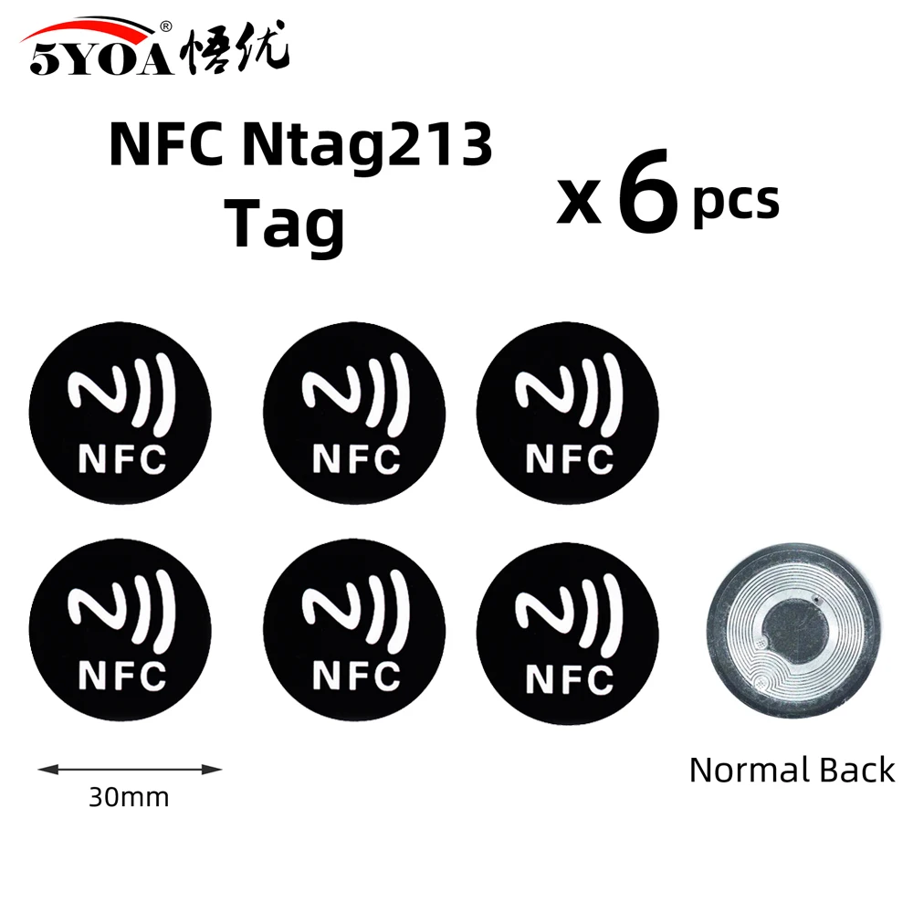 electronic gate lock 6pcs NFC Ntag213 TAG Sticker Ntag 213 for Huawei 13.56MHz Universal Label RFID Key Token Patrol Ultralight Tags best smart door lock Access Control Systems