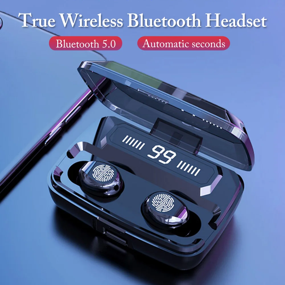

F9 TWS Wireless Bluetooth Headphones 5.0 Earphone HiFi IPX7 Waterproof Earbuds Touch Control Headset For Sports