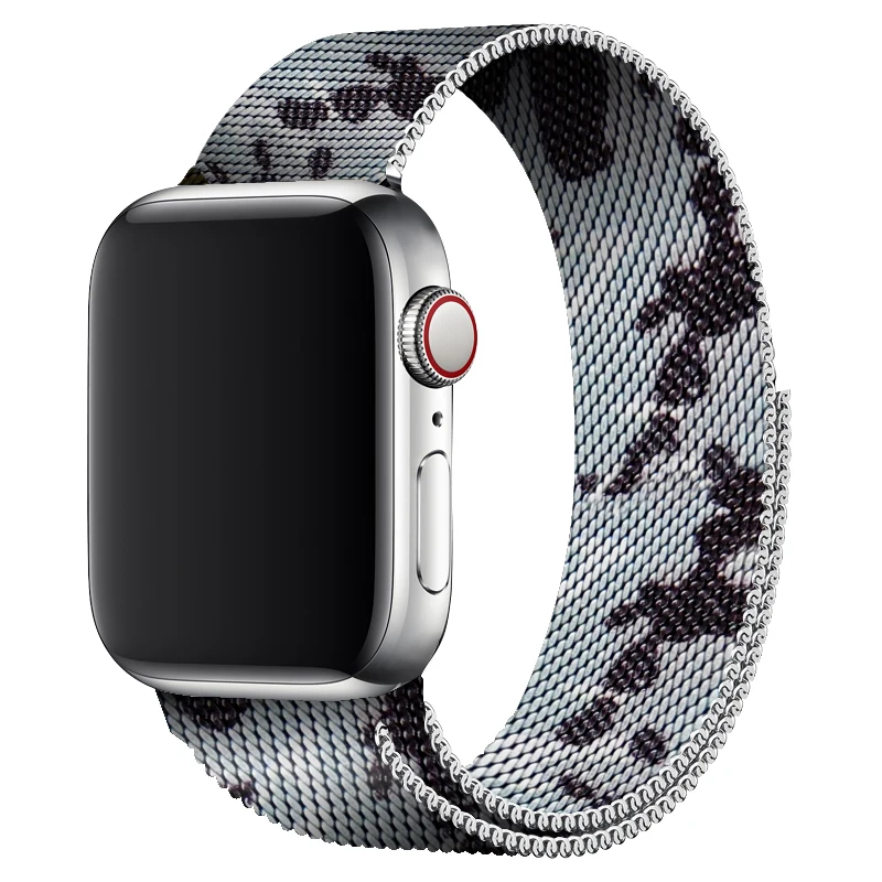 

Camouflage Gray Milanese Loop Band For Apple Watch Series 3 38mm 42mm Magnetic Strap Metal Bracelet Bands 40mm 42mm For Iwatch 4