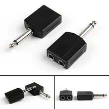 Artudatech 100Pcs 1 4 6 35mm Mono Plug Adapter to 2 Way 6 35mm Mono Jack Headphone Y Splitter Connector Parts