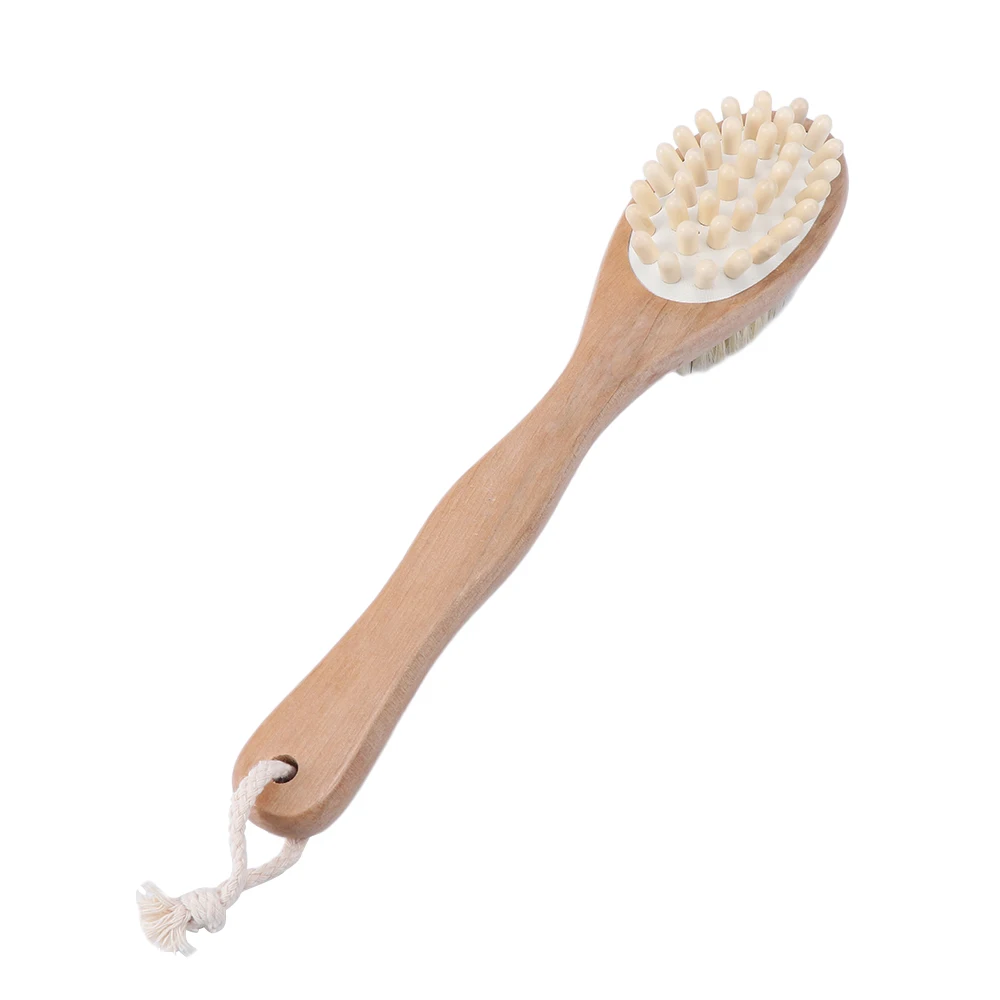 2-in-1 Body Brush Sided Natural Bristles Scrubber Long Handle Wooden Shower Brush Bath Massage Brushes practical useful